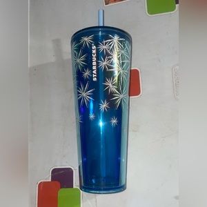 NWT STARBUCKS VENTI COLD CUP METALLIC BLUE/ICESICKLE DESIGN BRAND NEW
